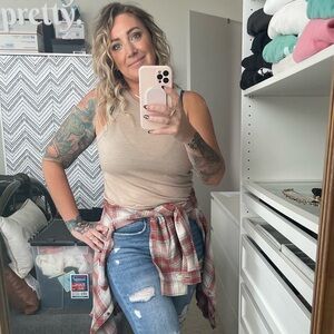 Treasure & Bond Beige Ribbed Tank Top